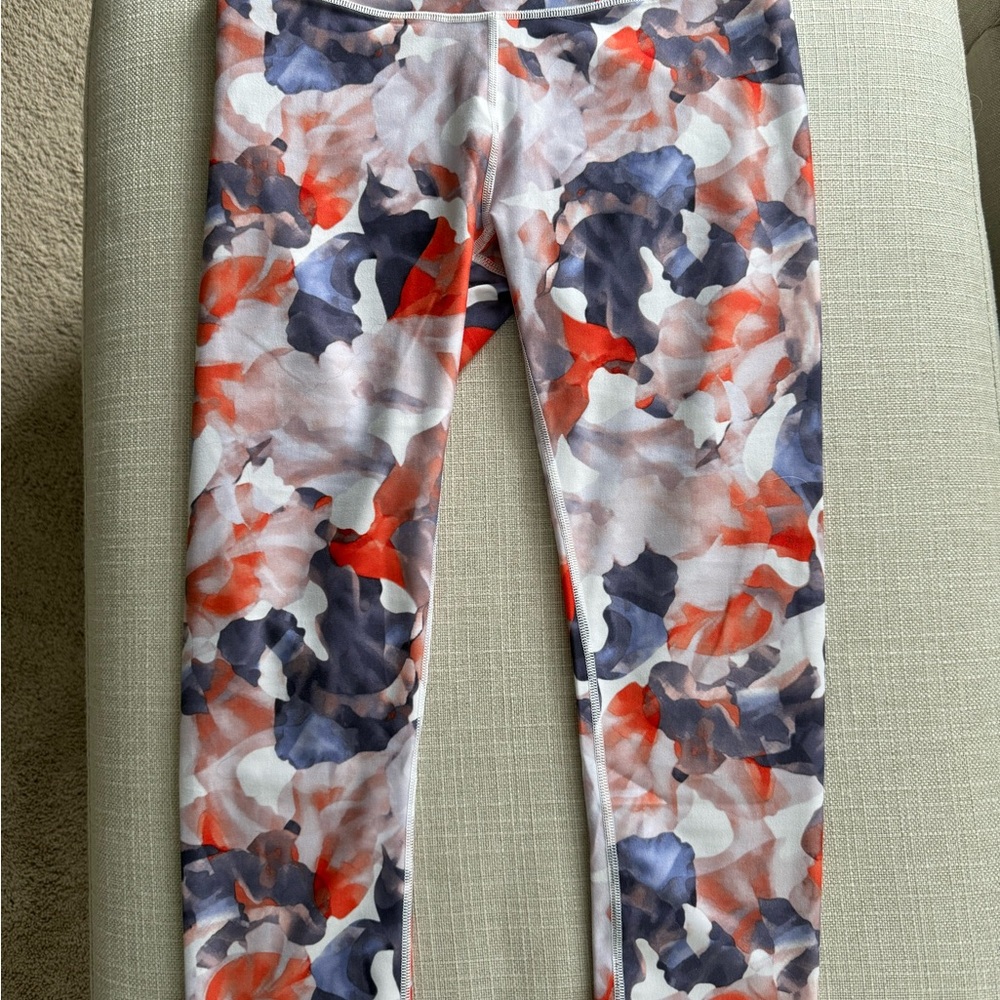 Fabletics Red and Blue Leggings Vibrant Stretchy Athletic Wear